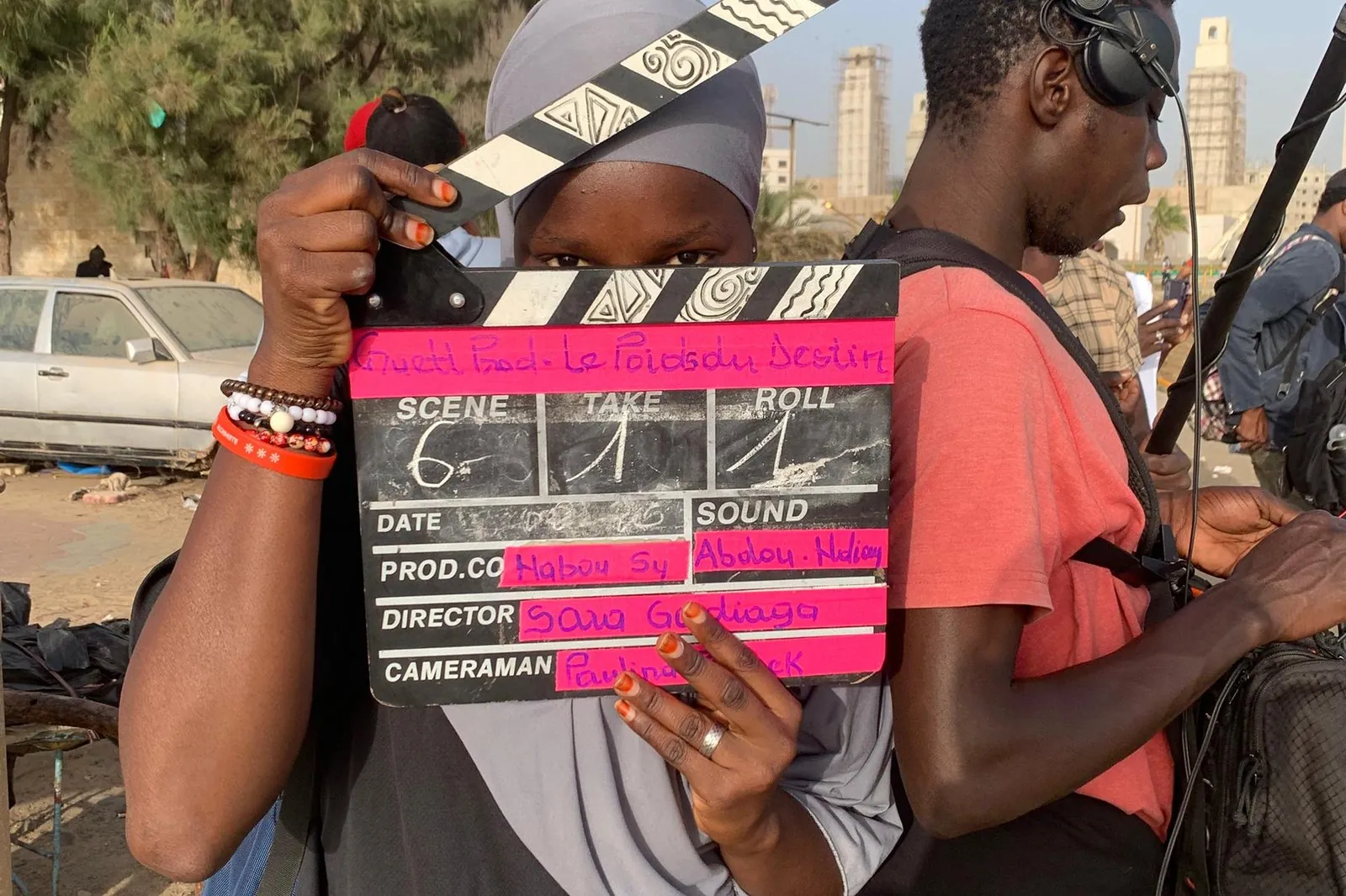 Clap sur un plateau de tournage au Sénégal